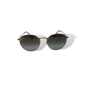 Round Ray-Ban Sunglasses, Navy Blue Gradient Lens, Copper Frames